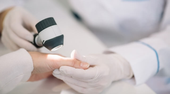 Granuloma being examined